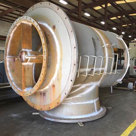 River water pump with discharge head